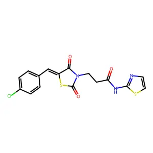 3-[(5Z)-5-(4-chlorobenzylidene)-2,4-dioxo-1,3-thiazolidin-3-yl]-N-(1,3-thiazol-2-yl)propanamide structure