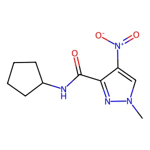 N-cyclopentyl-1-methyl-4-nitropyrazole-3-carboxamide structure