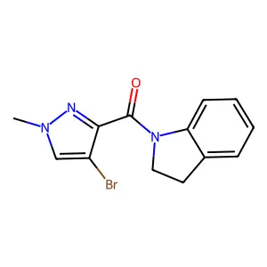 1-[(4-bromo-1-methyl-1H-pyrazol-3-yl)carbonyl]indoline structure