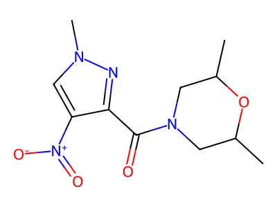 4-({4-nitro-1-methyl-1H-pyrazol-3-yl}carbonyl)-2,6-dimethylmorpholine structure