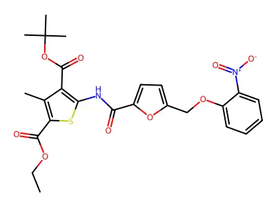4-O-tert-butyl 2-O-ethyl 3-methyl-5-[[5-[(2-nitrophenoxy)methyl]furan-2-carbonyl]amino]thiophene-2,4-dicarboxylate structure