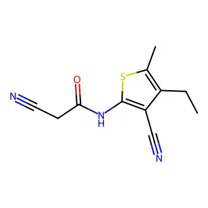 2-cyano-N-(3-cyano-4-ethyl-5-methylthiophen-2-yl)acetamide structure