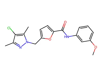 5-[(4-chloro-3,5-dimethylpyrazol-1-yl)methyl]-N-(3-methoxyphenyl)furan-2-carboxamide structure