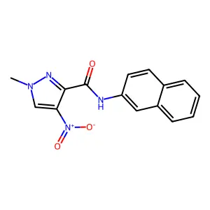1-methyl-N-naphthalen-2-yl-4-nitropyrazole-3-carboxamide structure
