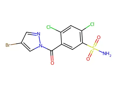 5-(4-Bromopyrazole-1-carbonyl)-2,4-dichlorobenzenesulfonamide structure