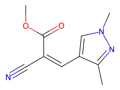 methyl (Z)-2-cyano-3-(1,3-dimethylpyrazol-4-yl)prop-2-enoate structure