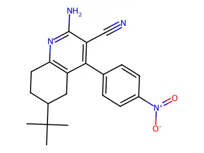 2-amino-6-tert-butyl-4-{4-nitrophenyl}-5,6,7,8-tetrahydro-3-quinolinecarbonitrile structure