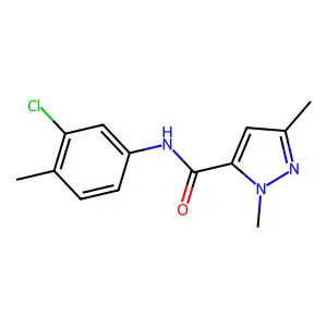 N-(3-chloro-4-methylphenyl)-1,3-dimethyl-1H-pyrazole-5-carboxamide structure
