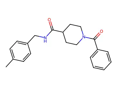 1-benzoyl-N-[(4-methylphenyl)methyl]piperidine-4-carboxamide structure