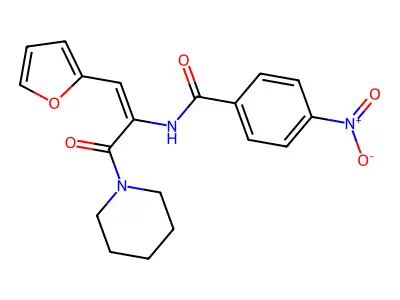 N-[(E)-1-(2-Furyl)-3-oxo-3-(piperidin-1-YL)prop-1-EN-2-YL]-4-nitro-benzamide structure