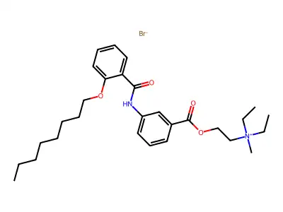 Ammonium, diethylmethyl(2-(3-(2-octyloxybenzamido)benzoyloxy)ethyl)-, bromide structure