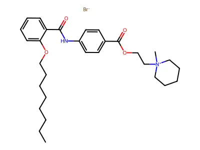 Piperidinium, 1-methyl-1-(2-(4-(2-octyloxybenzamido)benzoyloxy)ethyl)-, bromide structure