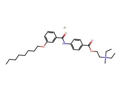 Ammonium, diethylmethyl(2-(4-(3-octyloxybenzamido)benzoyloxy)ethyl)-, bromide structure