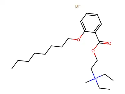 Ammonium, diethylmethyl(2-(2-octyloxybenzoyloxy)ethyl)-, bromide structure