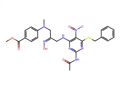 methyl 4-[[(2E)-3-[(2-acetamido-6-benzylsulfanyl-5-nitropyri structure