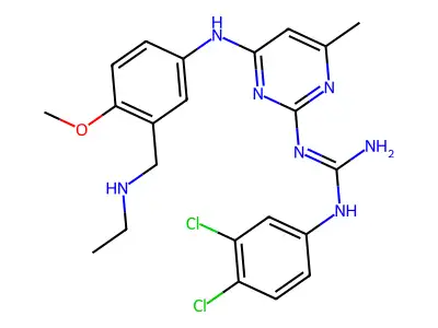 1-(3,4-dichlorophenyl)-2-[4-({3-[(ethylamino)methyl]-4-methoxyphenyl}amino)-6-methylpyrimidin-2-yl]guanidine structure