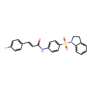 (2E)-N-[4-(2,3-dihydro-1H-indol-1-ylsulfonyl)phenyl]-3-(4-fluorophenyl)prop-2-enamide structure