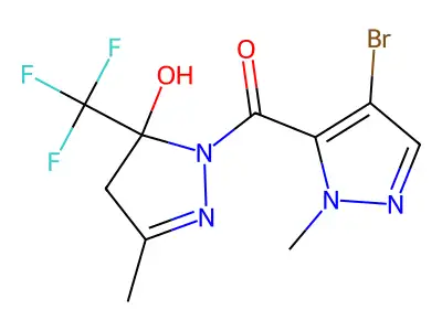 (4-bromo-2-methylpyrazol-3-yl)-[5-hydroxy-3-methyl-5-(trifluoromethyl)-4H-pyrazol-1-yl]methanone structure