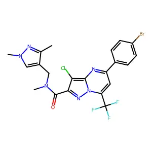 5-(4-bromophenyl)-3-chloro-N-[(1,3-dimethyl-1H-pyrazol-4-yl)methyl]-N-methyl-7-(trifluoromethyl)pyrazolo[1,5-a]pyrimidine-2-carboxamide structure