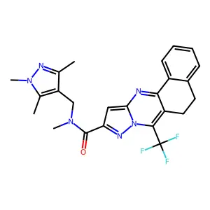 N-methyl-7-(trifluoromethyl)-N-[(1,3,5-trimethyl-1H-pyrazol-4-yl)methyl]-5,6-dihydrobenzo[h]pyrazolo[5,1-b]quinazoline-10-carboxamide structure