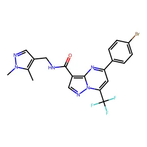 5-(4-bromophenyl)-N-[(1,5-dimethyl-1H-pyrazol-4-yl)methyl]-7-(trifluoromethyl)pyrazolo[1,5-a]pyrimidine-3-carboxamide structure