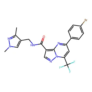 5-(4-bromophenyl)-N-[(1,3-dimethyl-1H-pyrazol-4-yl)methyl]-7-(trifluoromethyl)pyrazolo[1,5-a]pyrimidine-3-carboxamide structure