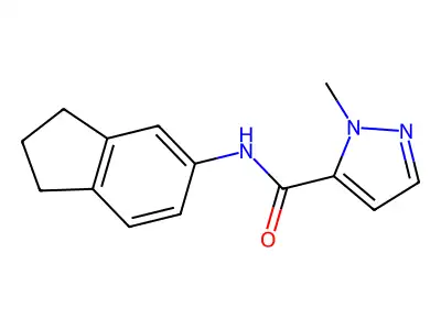 N-(2,3-dihydro-1H-inden-5-yl)-1-methyl-1H-pyrazole-5-carboxamide structure