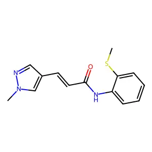 (E)-3-(1-methylpyrazol-4-yl)-N-(2-methylsulfanylphenyl)prop-2-enamide structure
