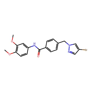 4-[(4-bromo-1H-pyrazol-1-yl)methyl]-N-(3,4-dimethoxyphenyl)benzamide structure