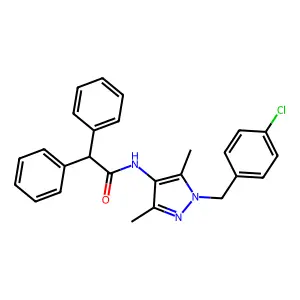 N-[1-[(4-chlorophenyl)methyl]-3,5-dimethylpyrazol-4-yl]-2,2-diphenylacetamide structure