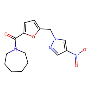 1-[5-({4-nitro-1H-pyrazol-1-yl}methyl)-2-furoyl]azepane structure