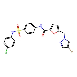 5-[(4-bromopyrazol-1-yl)methyl]-N-[4-[(4-chlorophenyl)sulfamoyl]phenyl]furan-2-carboxamide structure