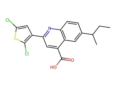 6-butan-2-yl-2-(2,5-dichlorothiophen-3-yl)quinoline-4-carboxylic Acid structure