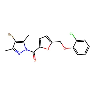 (4-bromo-3,5-dimethylpyrazol-1-yl)-[5-[(2-chlorophenoxy)methyl]furan-2-yl]methanone structure