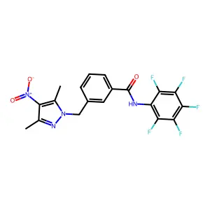3-[(3,5-dimethyl-4-nitropyrazol-1-yl)methyl]-N-(2,3,4,5,6-pentafluorophenyl)benzamide structure