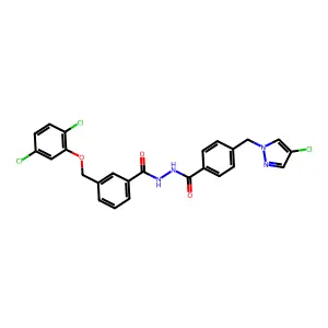 N'-[4-[(4-chloropyrazol-1-yl)methyl]benzoyl]-3-[(2,5-dichlorophenoxy)methyl]benzohydrazide structure