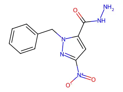 3-Nitro-1-(phenylmethyl)-1H-pyrazole-5-carboxylic acid hydrazide structure