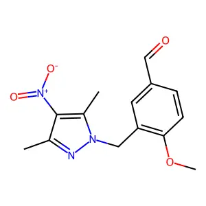 3-((3,5-Dimethyl-4-nitro-1H-pyrazol-1-yl)methyl)-4-methoxybenzaldehyde structure