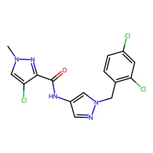 4-chloro-N-[1-(2,4-dichlorobenzyl)-1H-pyrazol-4-yl]-1-methyl-1H-pyrazole-3-carboxamide structure