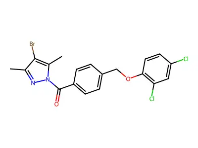 (4-bromo-3,5-dimethyl-1H-pyrazol-1-yl){4-[(2,4-dichlorophenoxy)methyl]phenyl}methanone structure