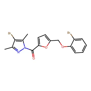 (4-bromo-3,5-dimethyl-1H-pyrazol-1-yl){5-[(2-bromophenoxy)methyl]furan-2-yl}methanone structure