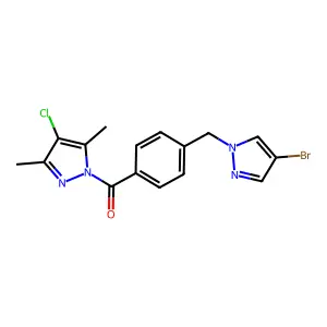 [4-[(4-bromopyrazol-1-yl)methyl]phenyl]-(4-chloro-3,5-dimethylpyrazol-1-yl)methanone structure