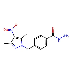 4-((3,5-Dimethyl-4-nitro-1H-pyrazol-1-yl)methyl)benzoic acid hydrazide structure