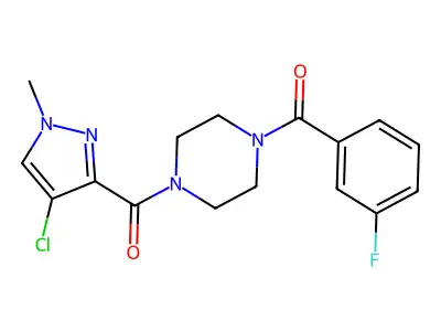 [4-(4-chloro-1-methylpyrazole-3-carbonyl)piperazin-1-yl]-(3-fluorophenyl)methanone structure