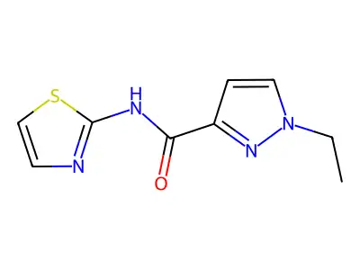 1-Ethyl-N-(thiazol-2-yl)-1H-pyrazole-3-carboxamide structure