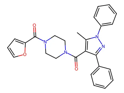 Furan-2-yl-[4-(5-methyl-1,3-diphenylpyrazole-4-carbonyl)piperazin-1-yl]methanone structure