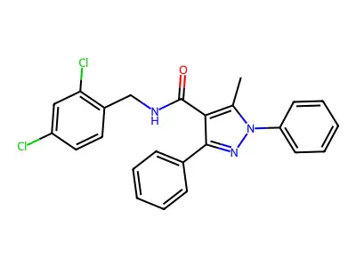 N-(2,4-dichlorobenzyl)-5-methyl-1,3-diphenyl-1H-pyrazole-4-carboxamide structure