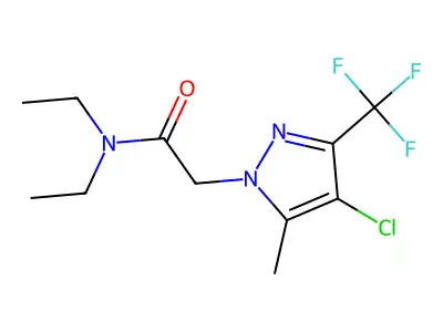 2-[4-chloro-5-methyl-3-(trifluoromethyl)-1H-pyrazol-1-yl]-N,N-diethylacetamide structure
