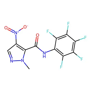 4-nitro-1-methyl-N-(2,3,4,5,6-pentafluorophenyl)-1H-pyrazole-5-carboxamide structure