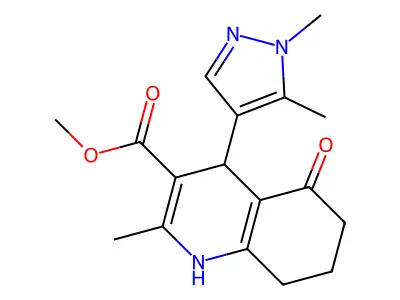 methyl 4-(1,5-dimethyl-1H-pyrazol-4-yl)-2-methyl-5-oxo-1,4,5,6,7,8-hexahydro-3-quinolinecarboxylate structure